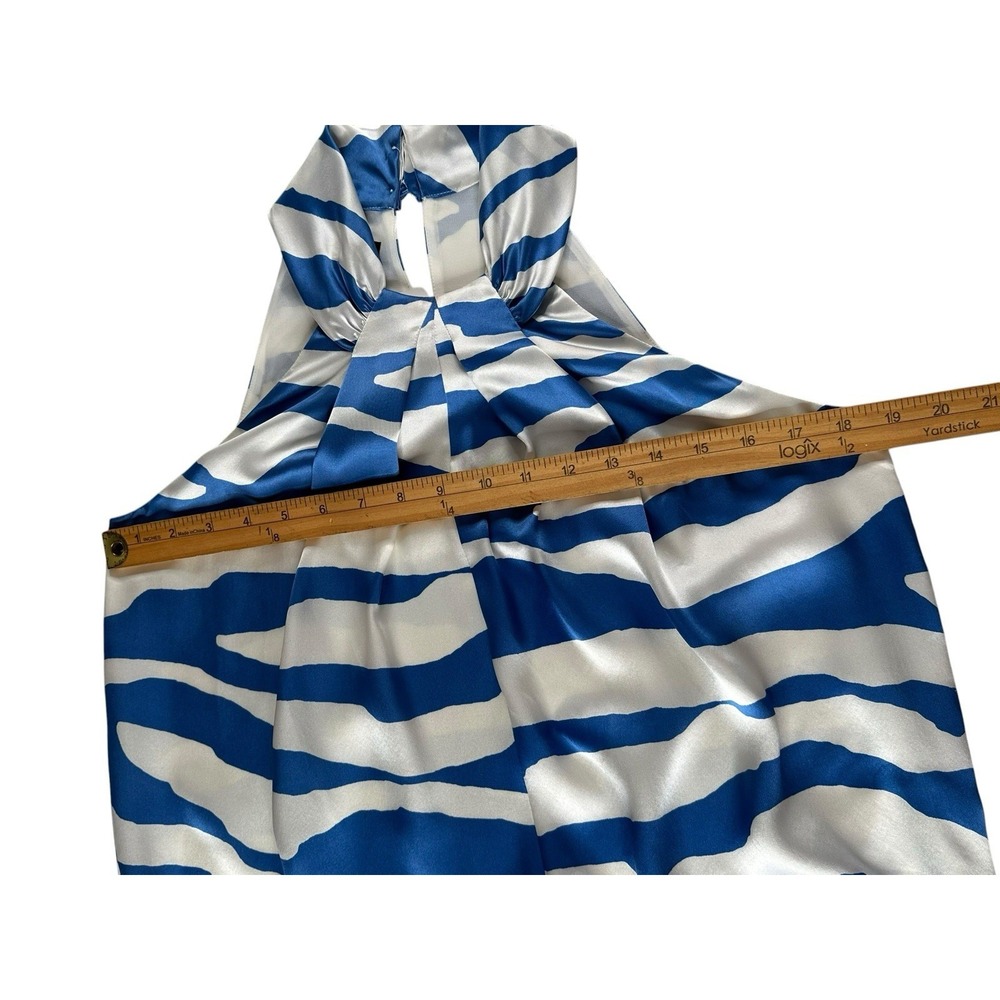 NEW! INC 100% Silk Halter Top/Blouse- Blue/White Tiger/Zebra Stripe‎ 6 NWT - Picture 9 of 14